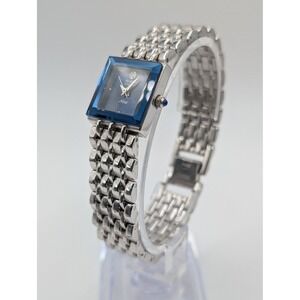 Armitron Diamond Now Women's Silver Tone Square Blue Face Watch